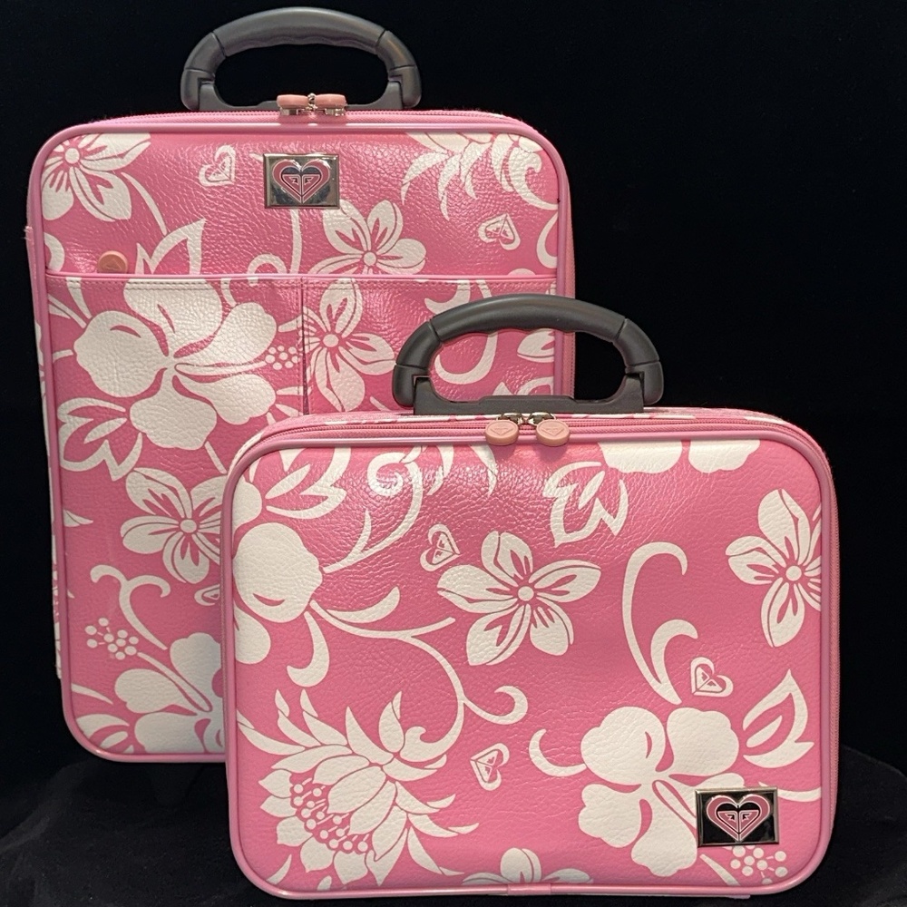 Roxy Girl Carry On Suitcase & Organizer Luggage Set Y2K Floral Pink